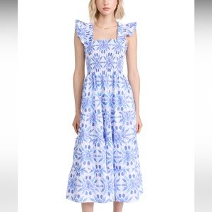 HILLHOUSE ELLIE NAP DRESS BLUE SHELL MOSAIC